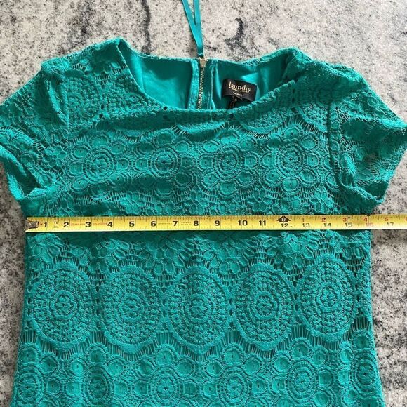 Laundry by Shelli Segal 6 Green Lace Dress Cocktail Party Short Sleeve Small - Picture 7 of 9